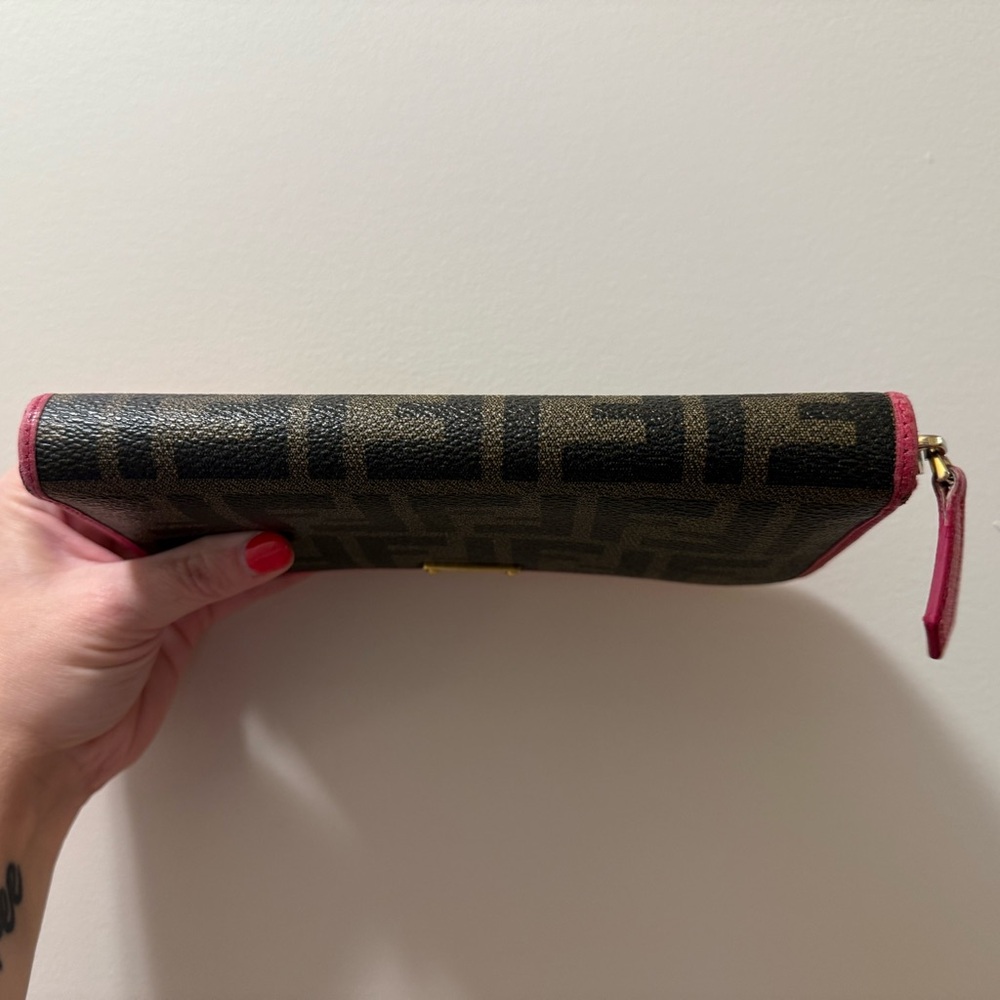 Fendi Brown and Pink Zucca Zippy Wallet - Picture 10 of 12